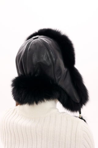 Genuine Polar Fox Fur Genuine Leather Hat