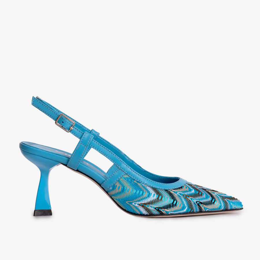 The Napoli Blue Leather Slingback Women Sandal - Glamourous Grace