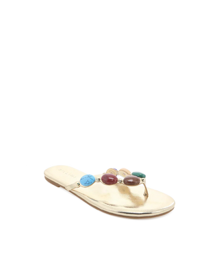 Farasha Gold Flip Flop Sandals