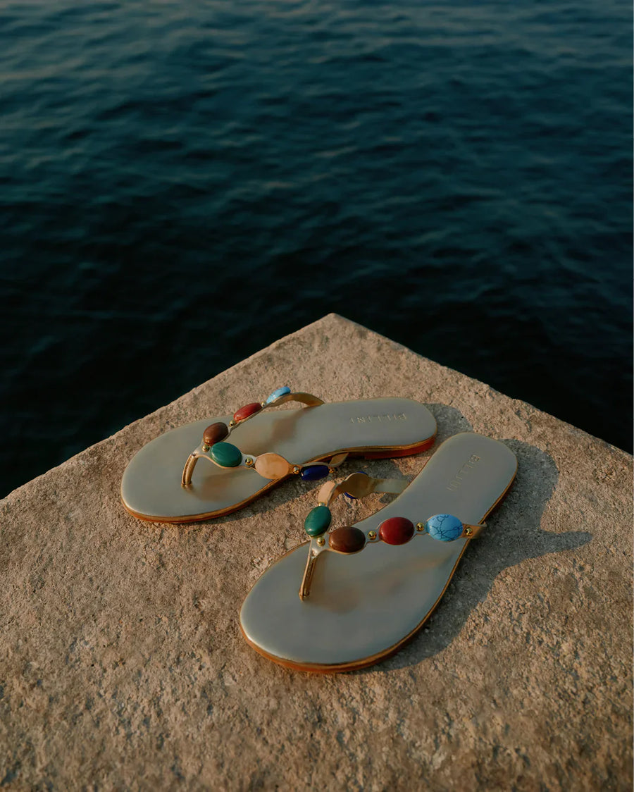Farasha Gold Flip Flop Sandals
