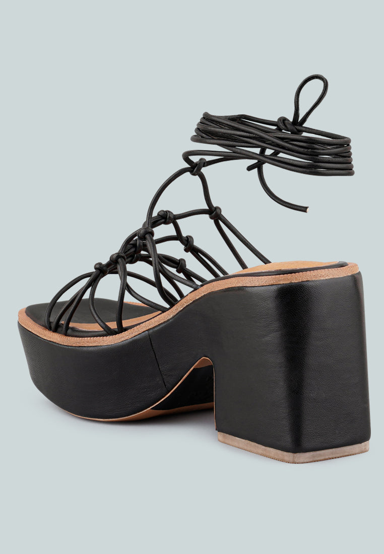 Fawcett Tie Up Handmade Block Heeled Sandals - Glamourous Grace