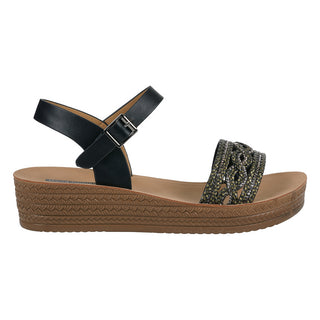 Women's Fay Black Embellished Cross Strap Sandals