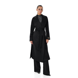 Cambridge Comfort Wraparound Wool Cashmere Coat in Black