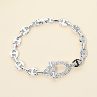CZ Pave Toggle Charm Geometric Link Bracelet
