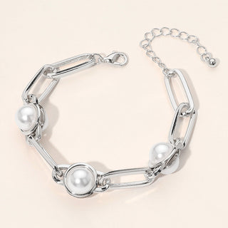 Pearl Cluster Link Paperclip Chain Bracelet