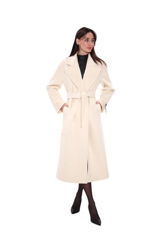 Premium 100% Australian Merino Wool Coat in Marshmallow