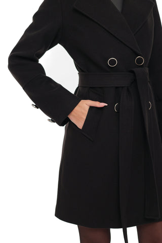 Zuri Cashmere Blend Overcoat in Black
