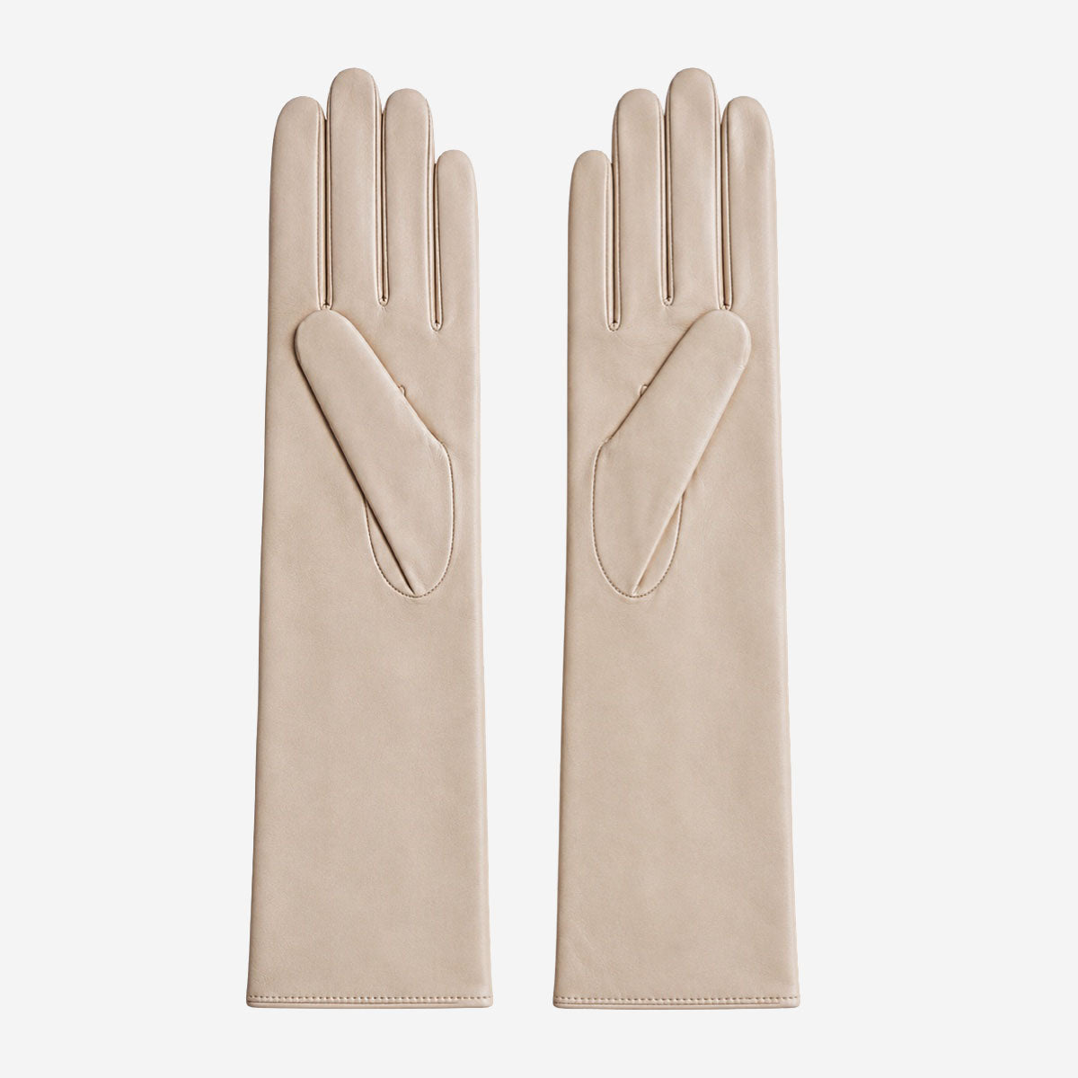 Leonora (cream) - Italian cashmere lined 6-button length leather gloves - Glamourous Grace
