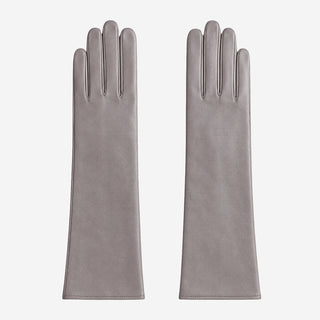 Leonora (grey) - Italian cashmere lined 6-button length leather gloves - Glamourous Grace
