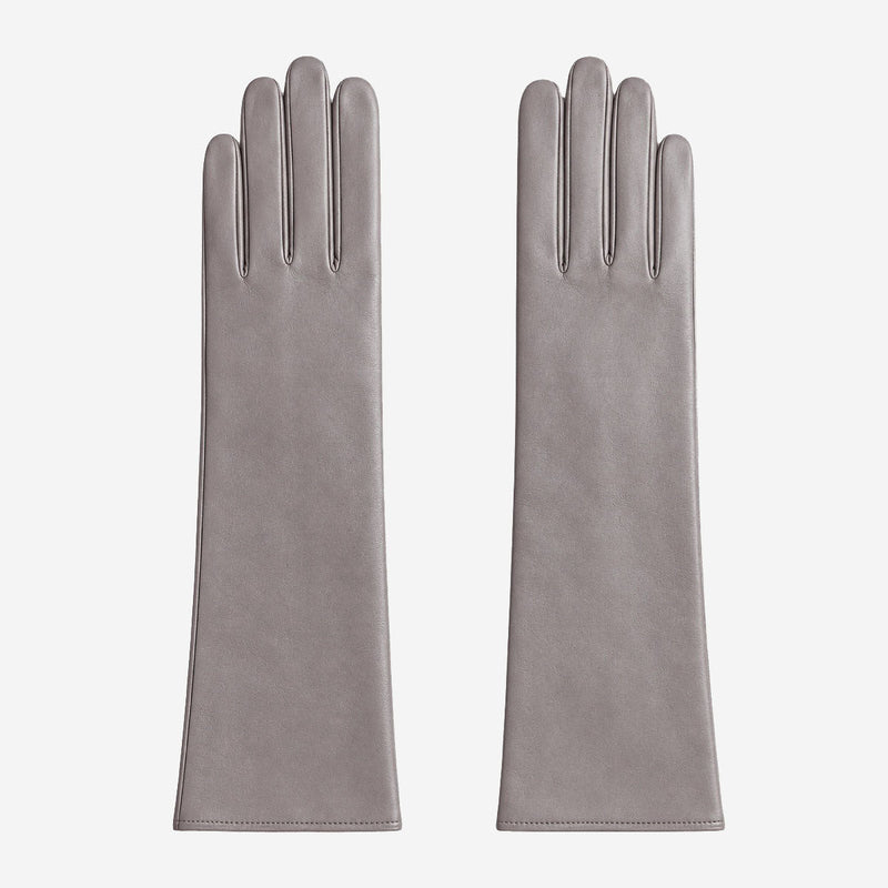 Leonora (grey) - Italian cashmere lined 6-button length leather gloves - Glamourous Grace
