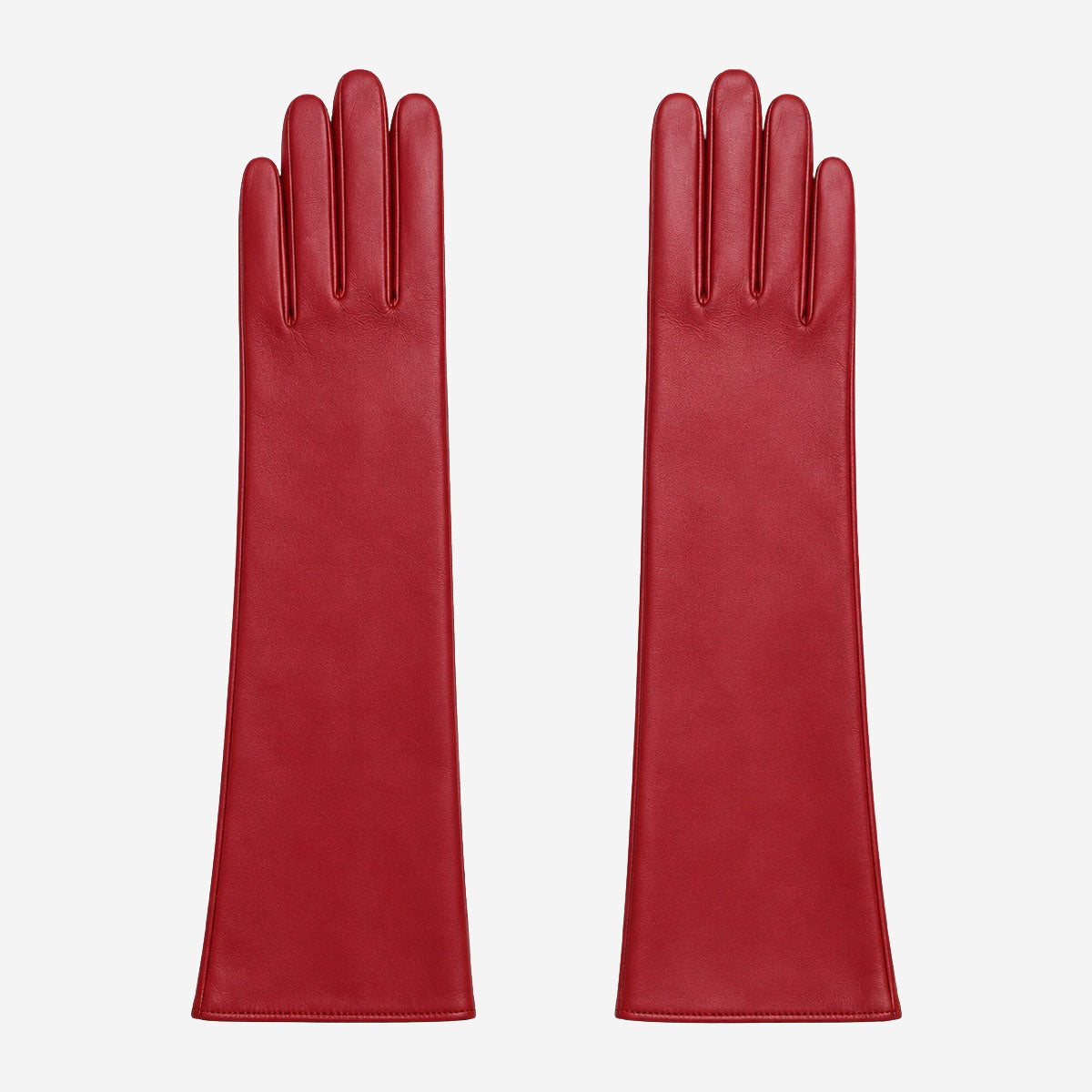 Leonora (deep red) - Italian cashmere lined 6-button length leather gloves - Glamourous Grace