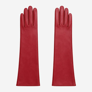 Leonora (deep red) - Italian cashmere lined 6-button length leather gloves - Glamourous Grace