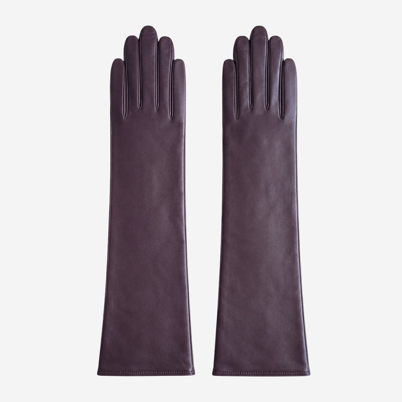 Leonora (dark brown) - Italian "8 button length" cashmere lined leather gloves - Glamourous Grace