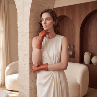 FC04 (cognac) - Women's Italian cashmere lined leather gloves - Glamourous Grace
