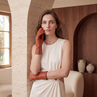 FC04 (cognac) - Women's Italian cashmere lined leather gloves - Glamourous Grace