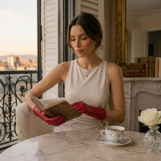 FC04 (deep red) - Women's Italian cashmere lined leather gloves - Glamourous Grace