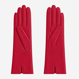 FC04 (deep red) - Women's Italian cashmere lined leather gloves - Glamourous Grace