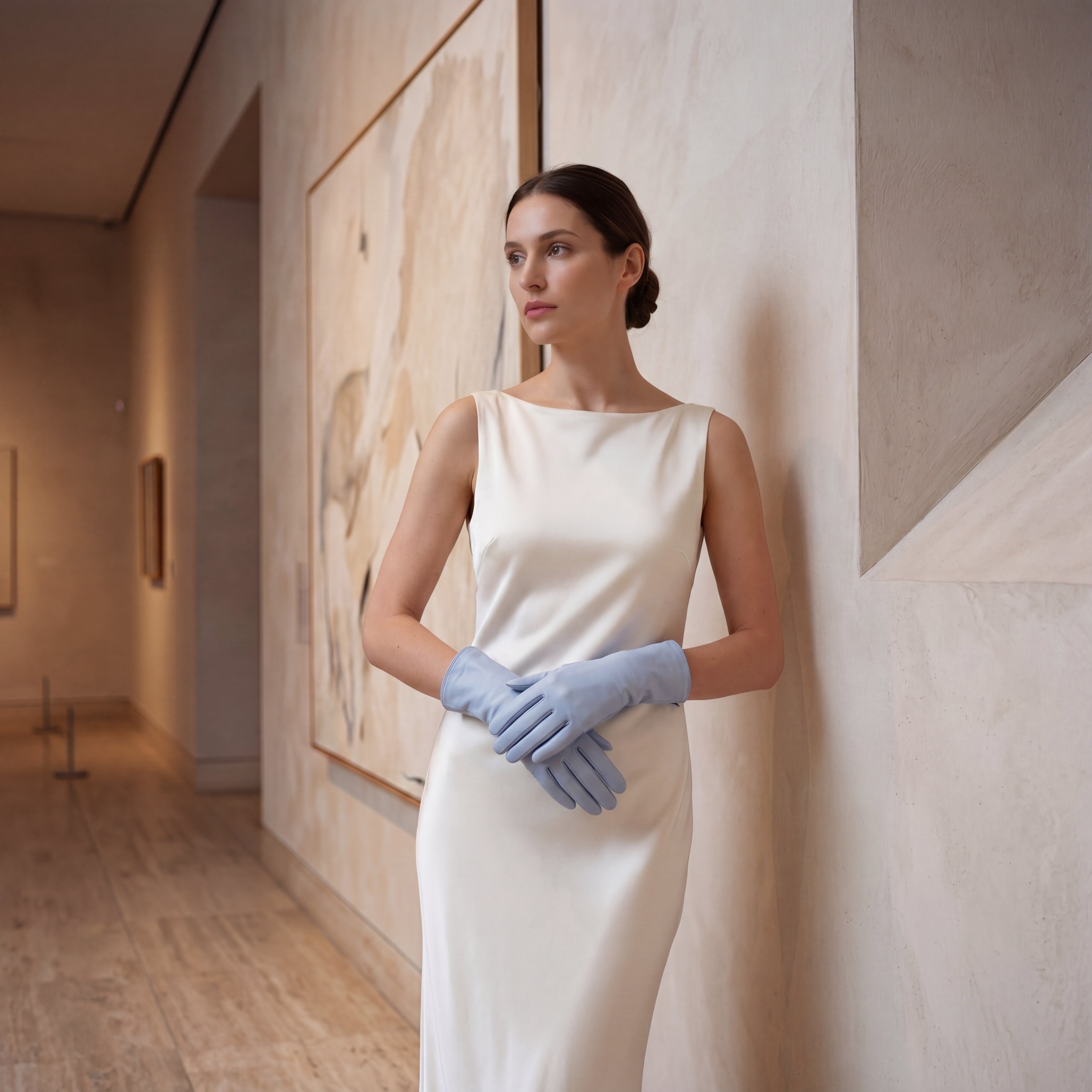 FC04 (sky) - Women's Italian cashmere lined leather gloves - Glamourous Grace