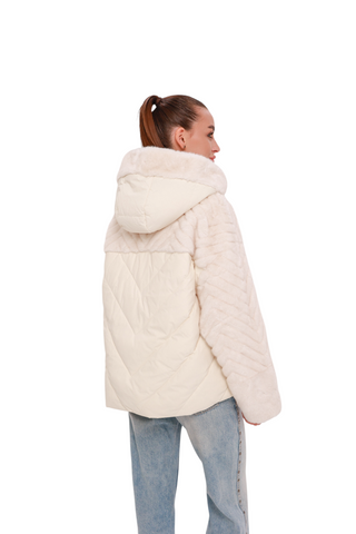 Montana Eco-Fur Down Fill Coat in Ivory