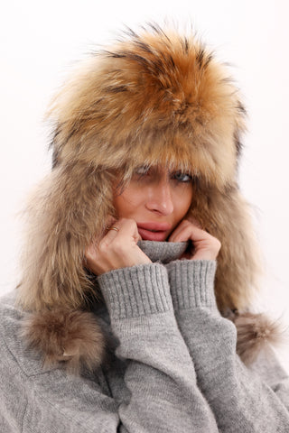 Genuine Racoon Fur Genuine Leather Hat