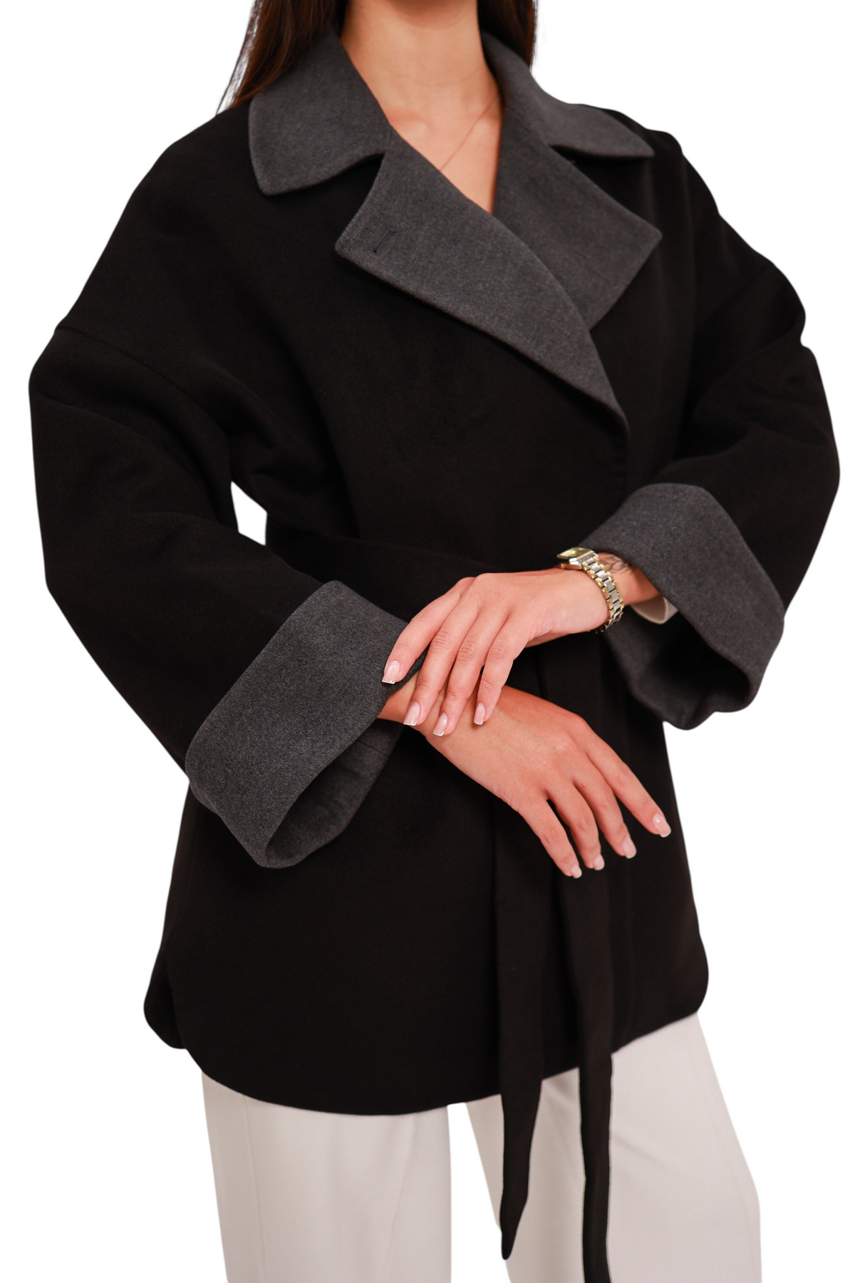 Sandro Cashmere Blend Overcoat in Black
