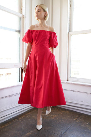PROTECTING MY PEACE RED WOVEN MIDI DRESS - Glamourous Grace