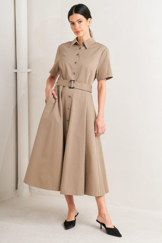 LUCKY ME WOVEN MIDI DRESS - Glamourous Grace