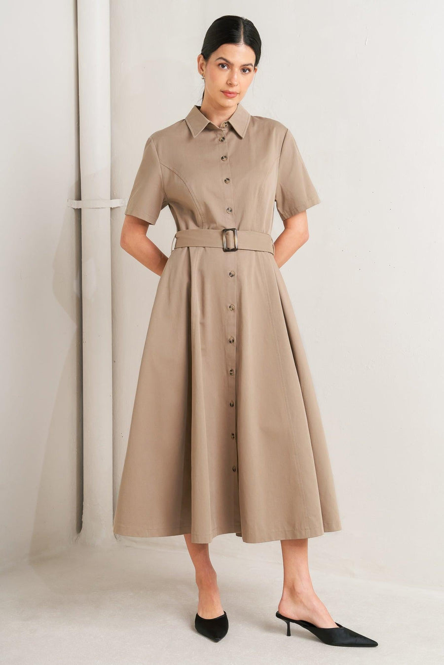 LUCKY ME WOVEN MIDI DRESS - Glamourous Grace