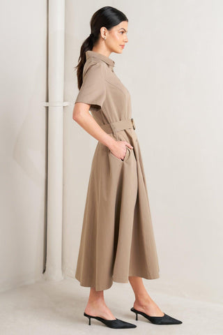LUCKY ME WOVEN MIDI DRESS - Glamourous Grace