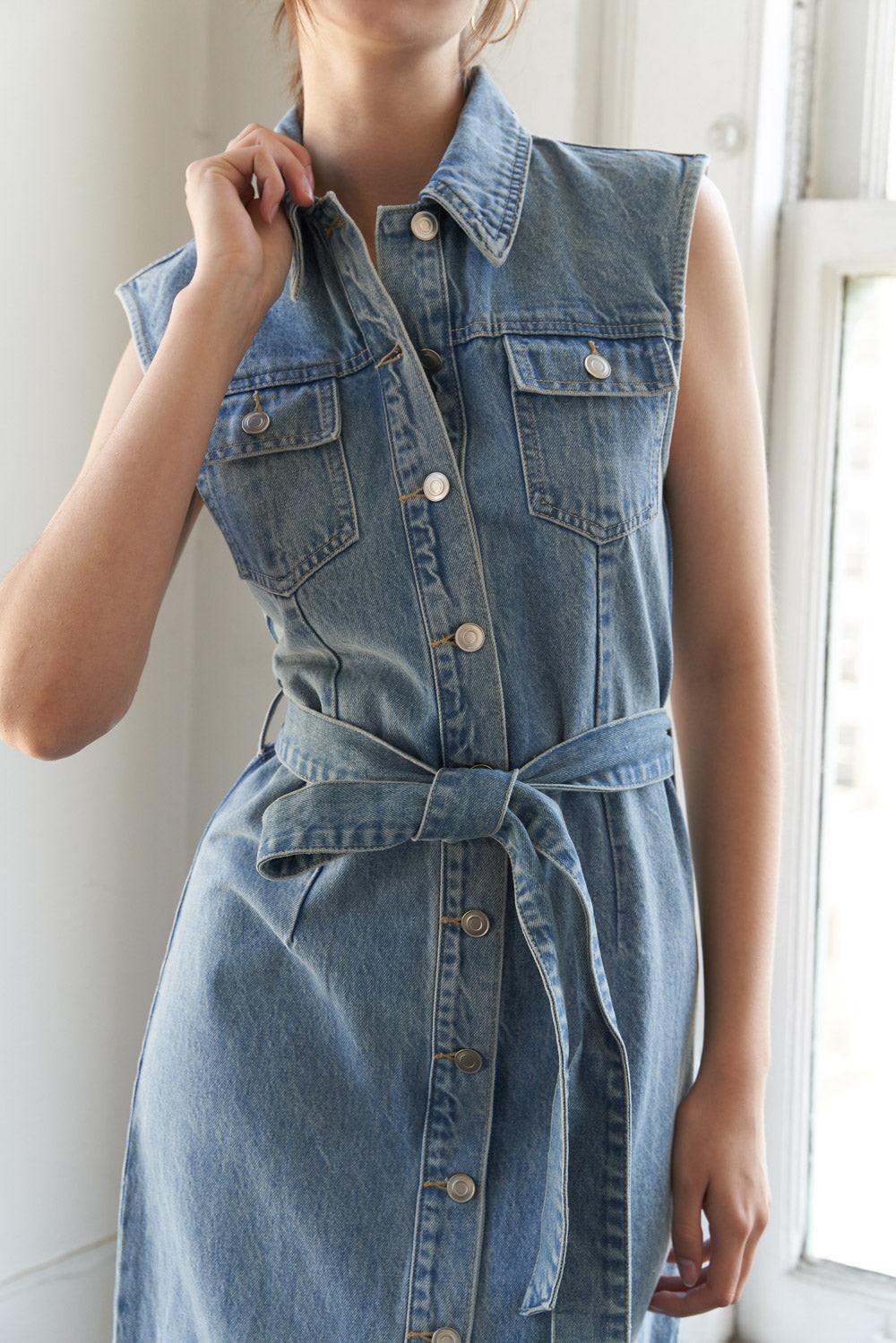 JUST FOLLOW ME DENIM MIDI DRESS - Glamourous Grace