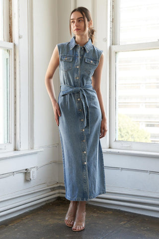 JUST FOLLOW ME DENIM MIDI DRESS - Glamourous Grace