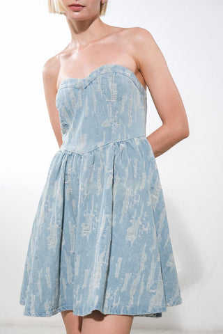 DELIGHTFULLY DAINTY DENIM MINI DRESS - Glamourous Grace