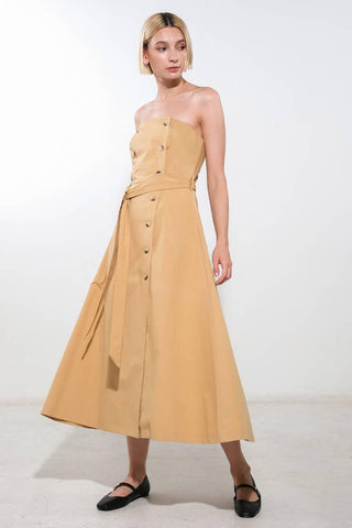 FOLLOW YOU EVERYWHERE WOVEN MIDI DRESS - Glamourous Grace