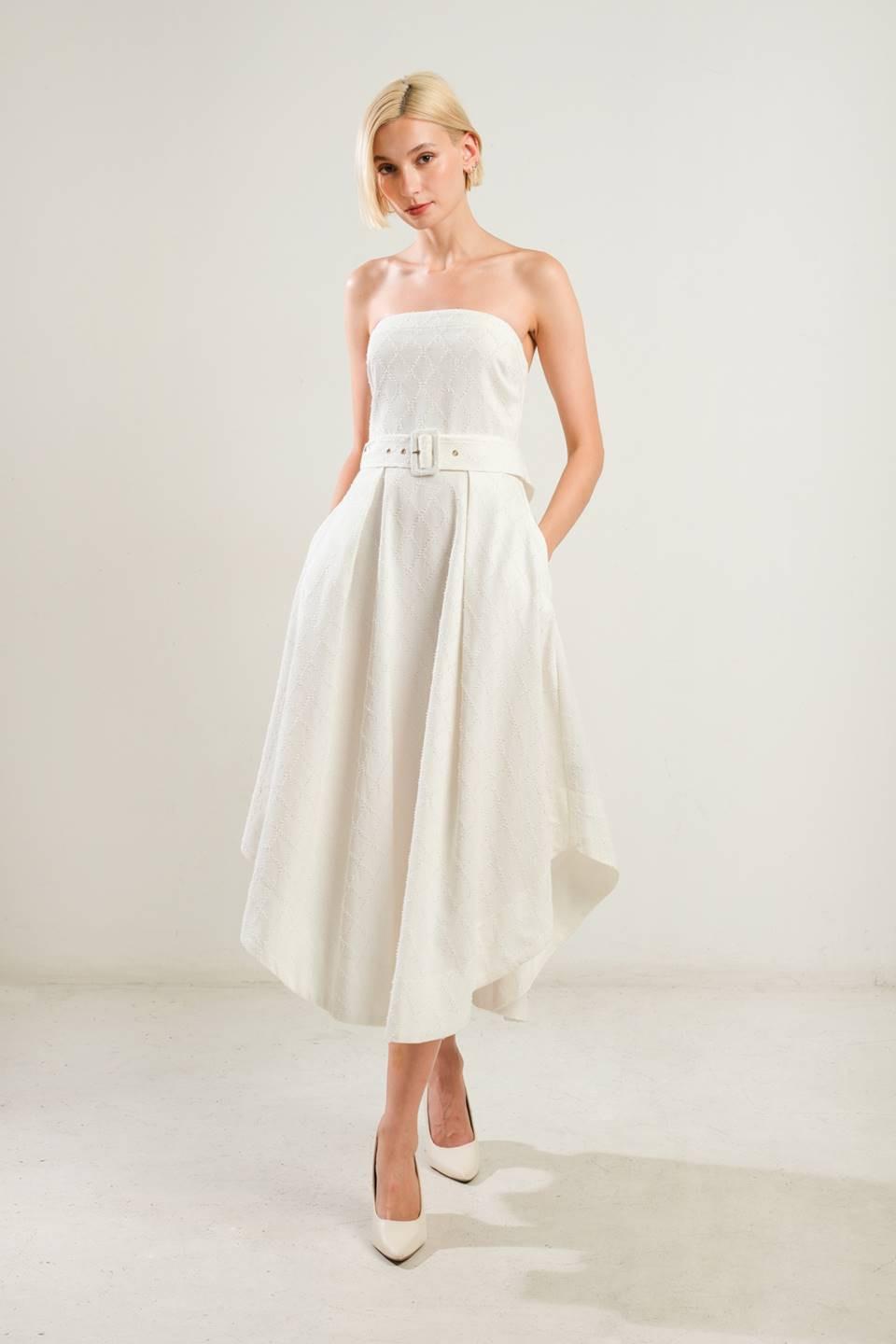 LIFE'S COMPASS WOVEN MIDI DRESS - Glamourous Grace