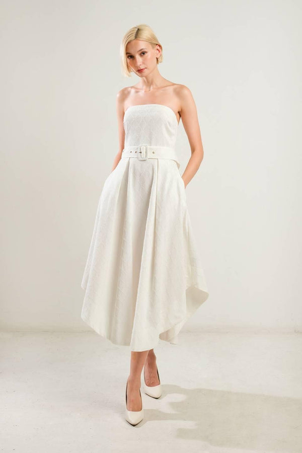 LIFE'S COMPASS WOVEN MIDI DRESS - Glamourous Grace