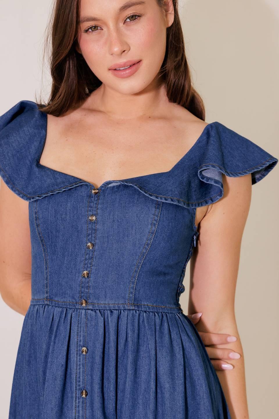 ONCE UPON A TIME DENIM BLUE MIDI DRESS - Glamourous Grace