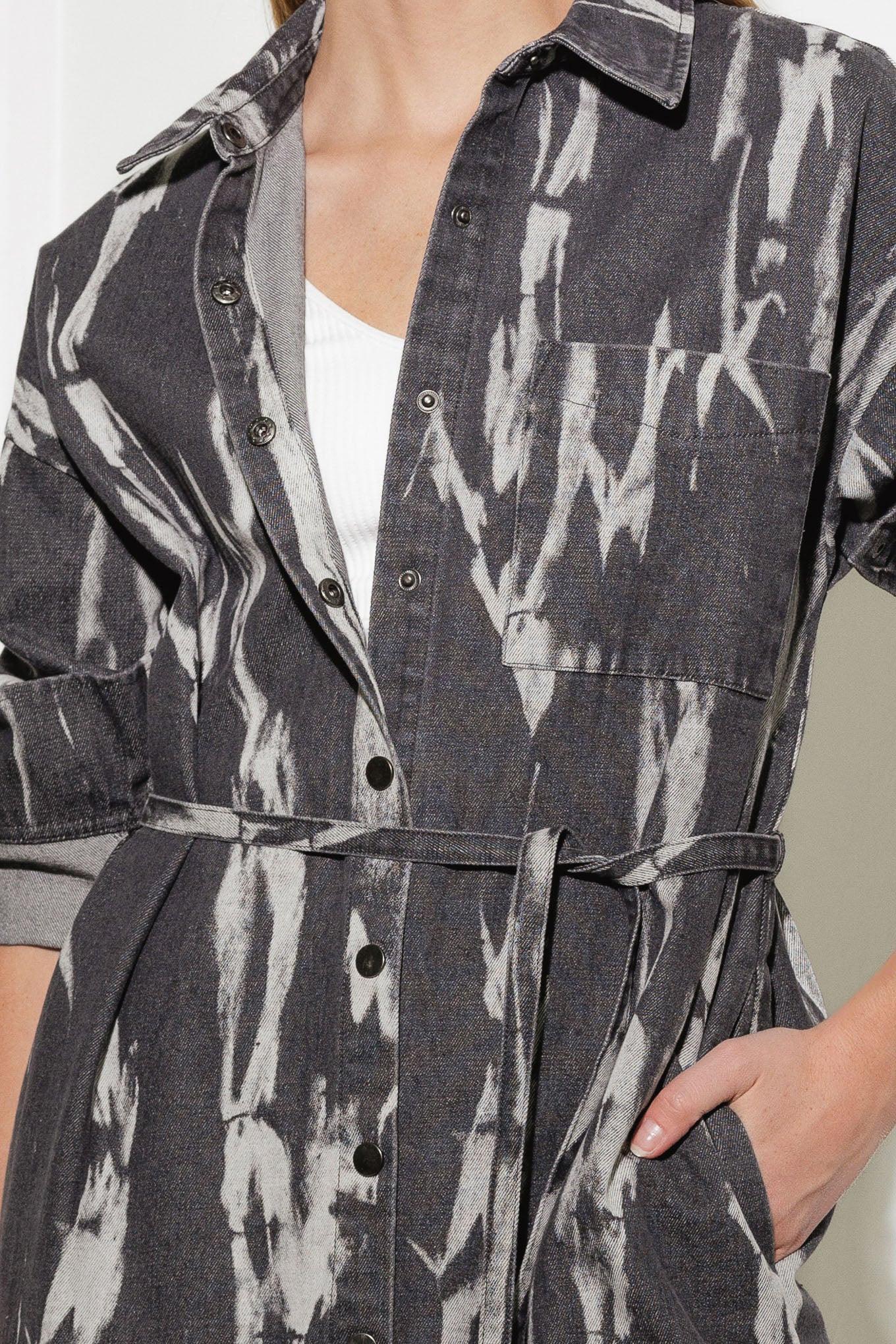 HERE & NOW WOVEN DENIM MIDI SHIRT DRESS - Glamourous Grace