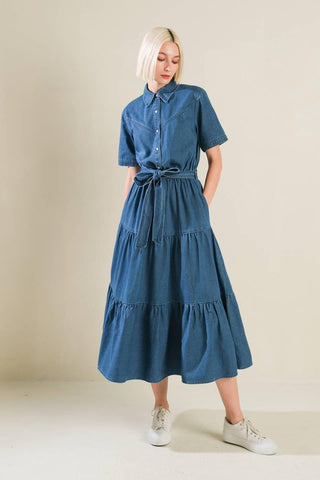 ABSOLUTE EDGE DENIM MIDI DRESS - Glamourous Grace