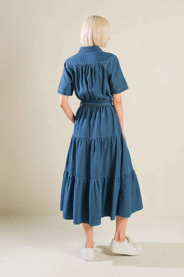 ABSOLUTE EDGE DENIM MIDI DRESS - Glamourous Grace