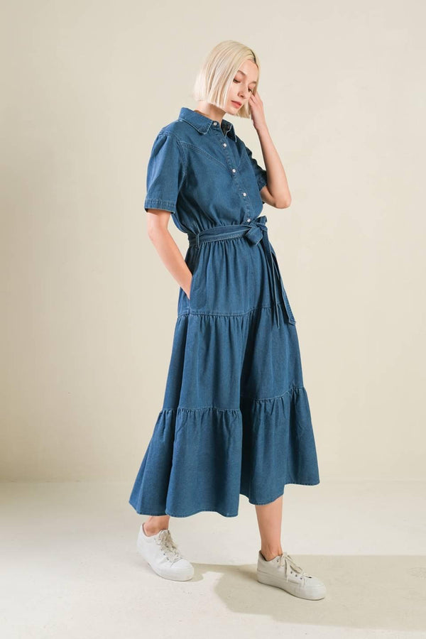 ABSOLUTE EDGE DENIM MIDI DRESS - Glamourous Grace