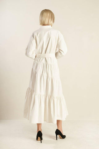 ANYTIME NOW WOVEN TWILL MIDI DRESS - Glamourous Grace