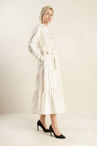 ANYTIME NOW WOVEN TWILL MIDI DRESS - Glamourous Grace