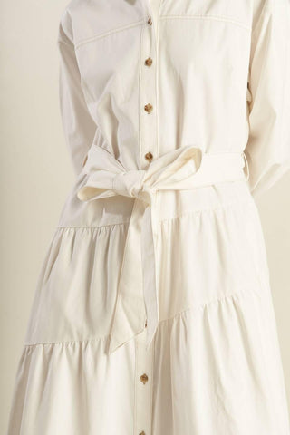 ANYTIME NOW WOVEN TWILL MIDI DRESS - Glamourous Grace