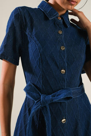 CONFIDENT STRIDES DENIM MIDI DRESS - Glamourous Grace