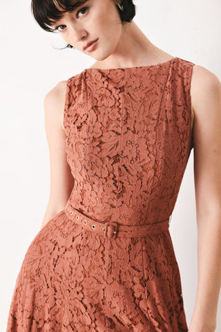 TRUE ROMANCE WOVEN LACE MIDI DRESS - Glamourous Grace