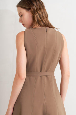 LIVING THE DREAM BROWN WOVEN MIDI DRESS - Glamourous Grace