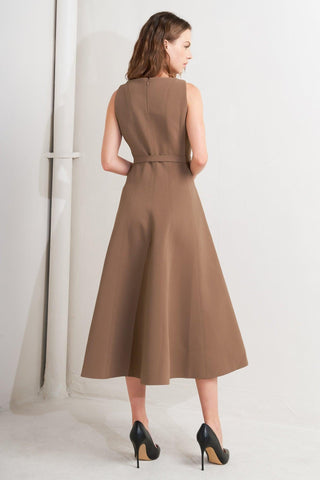 LIVING THE DREAM BROWN WOVEN MIDI DRESS - Glamourous Grace