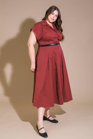 PERFECT BALANCE WOVEN MIDI DRESS - Glamourous Grace