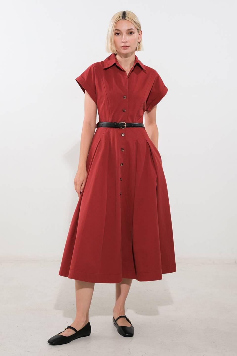 PERFECT BALANCE WOVEN MIDI DRESS - Glamourous Grace