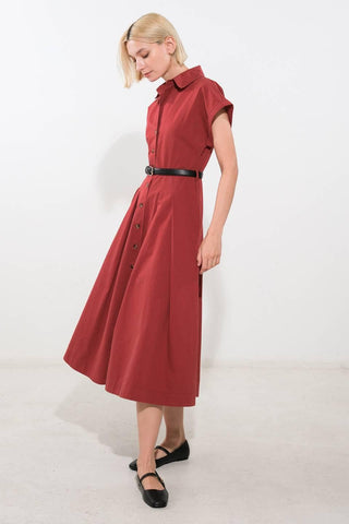 PERFECT BALANCE WOVEN MIDI DRESS - Glamourous Grace